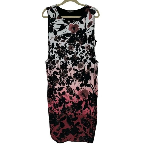 DG2 by Diane Gilman Layered Sleeveless knit Dress Black floral size large - Picture 2 of 12